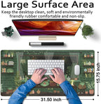 Mechanical Cattle Cute Desk Mat Kawaii Frog Mouse Pad Green Desk Anime Mat Large Gaming Mouse Pad Desk Computer Keyboard Pad Desk Home Office Accessories Girl Stitched Eges (31.5x15.7 in) WER236