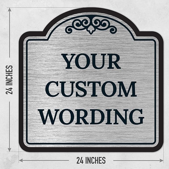 Custom Decorative Sign, Personalized Metal Sign for Business, Driveway, Home, Airbnb, Office Door Plaque, Brushed Nickel Sign, 24x24 Inches, ACM, Fade Resistant, Made in USA by Sigo Signs