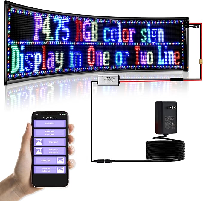 Double Row Scrolling LED Sign,Programmable Flexible LED Matrix Panel,Bluetooth APP Control,DIY Text, Patterns, Animations