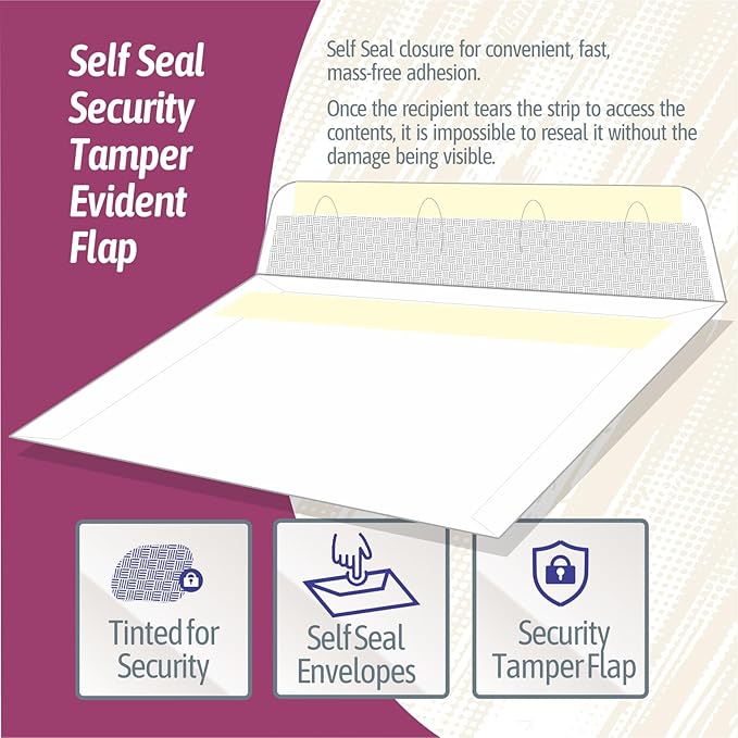 NextDayLabels - W-2 Tax Forms Double Window Security Envelopes, (Pack of 100 Self Seal Envelopes)