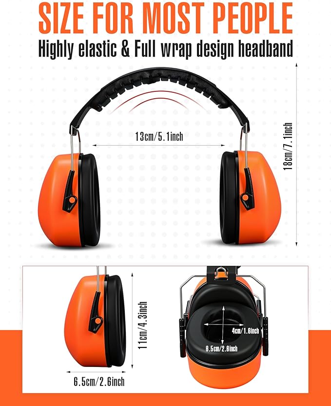 Copkim 12 Pcs Hearing Protection Ear Muffs NRR 28dB Noise Reduction Headphones Shooting Ear Protection Earmuffs (Orange)