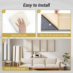 TONOR 4 PCS Large Acoustic Panel, 23.6″ * 11.8″ * 2.36″ 3D Fiberglass Sound Proof Panel with Full Self-Adhesive, Decorative Echo Absorbing Wall Panel, for Studio, Living Room, Home, Office, Beige
