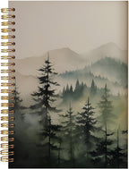 BitKan Nature Misty Forest Spiral Notebook, Rustic Pine Tree Journal, Green Forest Landscape Journal for Women, Nature Lovers Gifts for Women Notebook 5.5x8.3 Inch-392