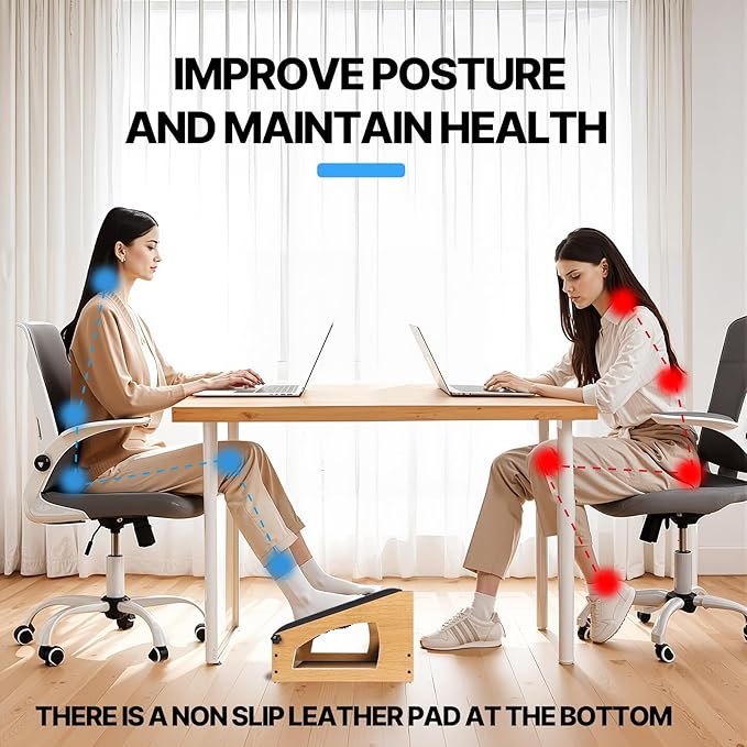 XINGMIAOWJ Ergonomic Foot Rest, 4 Adjustable Height Foot Stool,Footrest Under Desk， Flip Over Office Desk Foot Rest, Improving Posture, Promoting Blood Circulation（Natural）