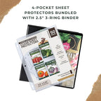 Performore Heavy-Duty Seed Storage Kit for Organizing Seed Packets, with 200 Pockets, 3.5 x 5.25'' Pocket Size, 50 Clear Pages w/ 4 Sleeves per, 2.5" Capacity, Cover is Solid Black Plastic
