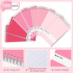 Thenshop 100 Pads Spiral Memo Pads Bulk 3 x 5 Inch Small Pocket Notepad Top Bound Lined 60 Sheets Mini Notebooks for School College Office Home Supplies (Bright Colors)