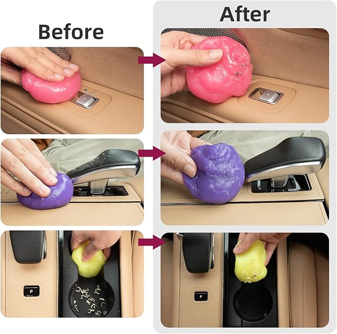 Car Cleaning Gel Reusable 4Pack - Dust Cleaning Putty Keyboard Slime for Car Interior Air Vent Cleaner, Auto Detailing Tools Accessories, Dust Remover Gifts for Men Women,Cleanings Gadgets,400g