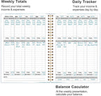 Heveboik Income & Expense Log Book - A5 Income and Expense Tracker for Small Business, Accounting Bookkeeping Tracking for Woman and Man, 5.8" x 8.3", Teal Watercolor