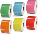BETCKEY - 2" x 2" Square Labels Replacement for Zebra & Label Printer,Premium Adhesive & Perforated[Mixed: Light Blue + Red + Green + Pink + Orange + Yellow, 6 Rolls, 4500 Labels]