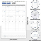 GuassLee Extra Large Wall Calendar 2026, 36"x 24" Jumbo Vertical Wall Planner 2026-2027 from January 2026 to June 2027,18 Months with Julian Dates and Notes for Office School Home Teacher Planning