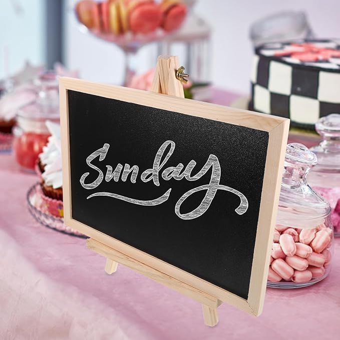 Holibanna Small Chalkboard with Stand 12 Inch Desktop Message Board for Home Bar Wedding Party Decoration Easy to Write and Clean