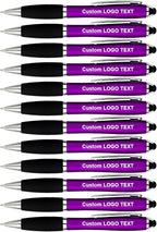 HEYZARDA Personalized Pens with Name Text Icon Logo Engraved for Business Office Custom Ballpoint Pen 50 100 Pcs Optional, Purple