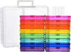 ALINK Photo Storage Box with Handle, 4" x 6" Photo Organizer Storage Container with 16 Inner Case and 1 Sheet Blank Labels for Pictures, Arts, Crafts, Sewing, Seeds, Office Supplies - Colored