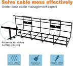 COYACOOL Under Desk Cable Management- 2 Pack Cord Organizer. Metal Wire Cable Management Tray for Office, Studio and Home. Super Sturdy Under Table Cable Management - Black Cable Organizer