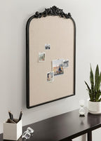 Kate and Laurel Arendahl Vintage Decorative Arched Pinboard; 19 x 31; Black; Framed Arch Ornate Bulletin Board for Unique Display; Organization; and Decor Options