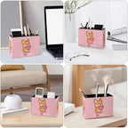 Famame Corgi I Love You Pencil Holder for Desk, Leather Desktop Container Pen Cup Storage Study Table Pen Organizer Makeup Brushes Holder for Office Home