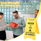 Funny Office Desk Accessories,Office Cubicle Decor,Phone Holder Mirror Acrylic Table Signs,Workplace Caution Desk Decor for Women Men Coworker Teammate Manager Employee Assistant Leader (Patience)