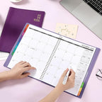 2026 Monthly Planner - Jan. 2026 - Dec. 2026, 12 Months Calendar/Planner 2026 with Faux Leather, 8.86" x 11.4", 15 Notes Pages, Strong Twin - Wire Binding, Pocket, Monthly Tabs, Perfect Organizer