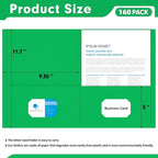 Two Pocket Folders, PANDRI 160 Pack 2 Pocket Folders, Letter Size Paper File Folder for School Office Home Business, Assorted 5 Colors