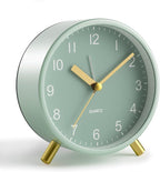 Analog Alarm Clock, 4 inch Super Silent Non Ticking Small Clock with Night Light, Battery Operated, Simple Design, easy setting for Office, Bedroom, Bedside, Desk, teens, elders, kids, adult, Green