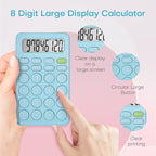 Basic Cute Calculator Four Function for Teachers Students Basics Office, Small Handheld Calculator, 8 Digit with LCD Display, Sensitive Button, 5.5×3.2 inches Blue