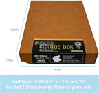 Lineco Folio Storage Box, Faux Leather Cover, Clamshell Design, 9.5x12.5x1.75 Inches, Archival Boxboard, Preserve Photos, Cards, Magazines, Documents, Art, Ephemera, Family Records, Tan, Pack of 1