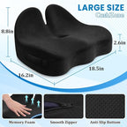 CushZone Seat Cushion, Memory Foam Office Chair Seat Cushion for Office Chairs/Car/Long Trip/Desk Chair/Gaming, Extra Large Size for Sciatica & Hip & Tailbone Pain Relief, Sciatica Support (Black)