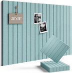 Fluxynara Felt Bulletin Board Tiles -28"x18" with 40 Adhesive Tabs, Cork Board Alternative for Office Decor, Push Pin Board Wall Organizer 6-Pack (Seafoam Blue)