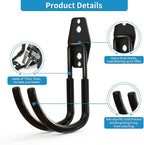 GeeWatom Garage Storage Utility Hooks，Garage Garden Tool Organizer，Steel Wall Mount Hooks, Large Garden U Hooks （2 Pack） (Type-2-Black)