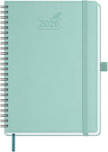 BEZEND 2026 Planner Weekly and Monthly (6" x 8.5" Spiral) Daily Calendar with Hourly Timeslots & Tabs (Jan-Dec) Note & Expenses, Pen Holder, Inner Pocket, Vegan Leather Softcover - Mint Green