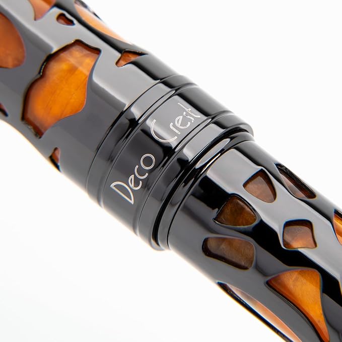 Conklin Endura Deco Crest Fountain Pen in Orange with Rose Gold Accents – Medium Nib, Refillable Luxury Writing Instrument