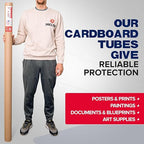 Paclord 3" x 60" Heavy-Duty Reinforced Cardboard Mailing Tube, Pack of 4 Tubes with 8 Caps – Secure USPS Approved – Great for Shipping and Storing of Prints, Artwork, Posters or Documents