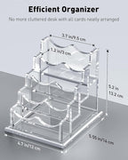 Uniclife Acrylic Business Card Holder for Desk 4 Slots Clear Horizontal Business Card Display Stand for Men & Women Desktop Name Card Organizer Card Stand for Office Home Exhibition, 240 Card Capacity