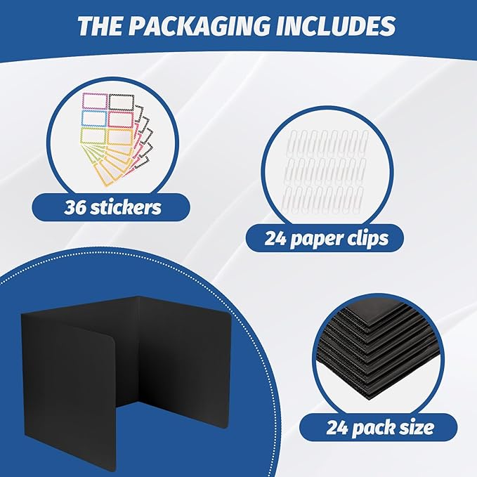 ZYINOZOC 24 Pack Desk Dividers for Students,3-Fold Privacy Screens,Testing Dividers for Classroom Waterproof,Plastic Easy Clean Privacy Shields for Student Includes Extra Labels