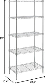 Amazon Basics 5-Shelf Adjustable, Storage Shelving Unit, (200 Pound Loading Capacity per Shelf), Steel Organizer Wire Rack, 23.2 x 13.4 x 60 inches (LxWxH), Chrome