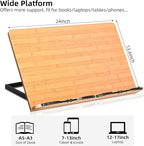 wishacc 24" Oversized Large Book Stand & Holder for Reading Hands Free for Large Books in Bed,Cookbook,Textbook,Law,with 8 Adjustable Height Laptop Stand