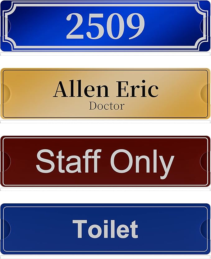 Richboom Acrylic Wall Name Plate Holder, 2x8 Inch, 60 Pack Clear Acrylic Sign Holder Frame with Adhesive Tapes, Door Plates for Home, Office, Classroom