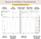 Essential PRO 2026 Daily, Weekly & Monthly Planner, 8.5"x11": 14 Months (Nov 2025 - Dec 2026) Monthly Tabs,Daily Tracking,Notes Pages,Storage Pocket,Bookmark w Sticky Notes (Teal Floral)
