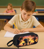 AnySmic Elephant Pencil Case for Boys Girls, Large Pencil Pouch for Kids and Students, Polyester Big Capacity Pen Box, Double Zipper, Multi-Slot Pen Bag Organizer