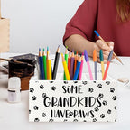 QZQE Dog Grandparents Gifts Pen Pencil Holder Organizer for Desk, Some Grandkids Have Paws Wooden Box Signs Decorations for Home Office Desk Tabletop, Dog Grandma Grandpa Gifts