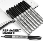 INTUNO Permanent Markers, 120 Count Black, Fine tip, Oil-Based Permanent Markers, Waterproof and Fade-Resistant, for Paper, Wood, Metal, Glass and More