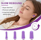 Aoutrow 60 Pairs Soft Foam Ear Plugs, 38dB SNR Slow Rebound Ear Plugs for Sleeping Noise Cancelling, Noise Reduction, Work, Swimming, Shooting, Studying, Purple