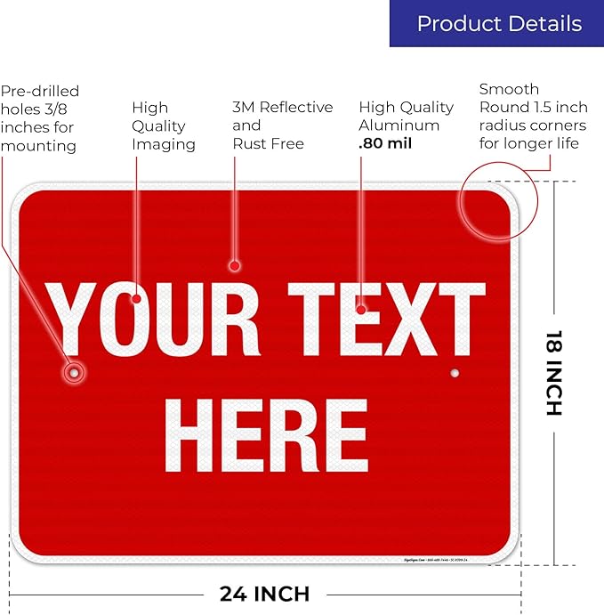 Personalized Custom Red Background Customize for Office, Business, Workplace, Home, Airbnb, Delivery Sign, 18x24 Inches, 3M EGP Reflective .080 Aluminum, Fade Resistant, Made in USA by Sigo Signs