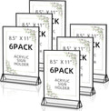 PPH-Sisy Acrylic Sign Holder 8.5X11 Clear Sign Holder,Double Sided Flyer Holder, Table Menu Holder Display Stand for Wedding Table Number Black (6pcs)