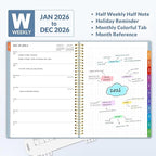 SUNEE 2026 Planner, Weekly and Monthly Calendar Planner, January 2026-December 2026, Daily Agenda with Tabs, Note Pages, Spiral Binding, 8.5"x11", Blue