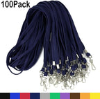 Ollain Badge Lanyards Flat Lanyard Swivel Hooks Durably Neck Bulk lanyards with Clip 100 Pack