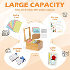 5x8 Index Card Holder with Dividers Bamboo Index Card Storage Box 4 Compartments Recipe Card Box with Lid 150 Index Flash Cards 25 Index Card Dividers 2 Letter Smile Stickers for Office Business Home