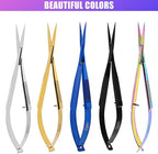 Cross Edge Spring Scissors 5 Inch straight Stainless Steel Precision Eyebrow & Eyelash Shaping & Trimming Scissor, Snips Squeeze, Embroidery, Knitting Micro Tip Craft Scissors (Gold)