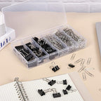 500PCS Paper Clips and Binder Clips Assorted Sizes,Silver Paper Clips & Black Binder Clips for Home, School, Office Supplies
