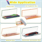 Fainne 24 Pcs Plastic Pencil Case Bulk Pencil Boxes Plastic Stationery Case Frosted Pen Box Pen Holder with Hinged Lid Snap Closure for Office(Single Layer,Morandi Colors,7.09 x 2.36 x 0.98 Inch)
